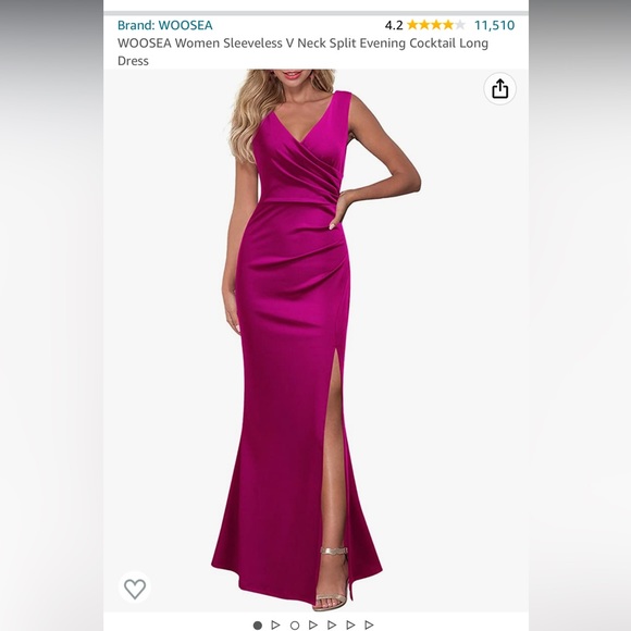 Pink long dress with side split - Picture 1 of 2